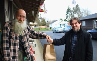 Meals on Wheels delivery and handoff of food